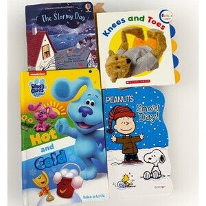Children’s Board Book Lot Peanuts Snoopy Blues Clues Stormy Day Teddy